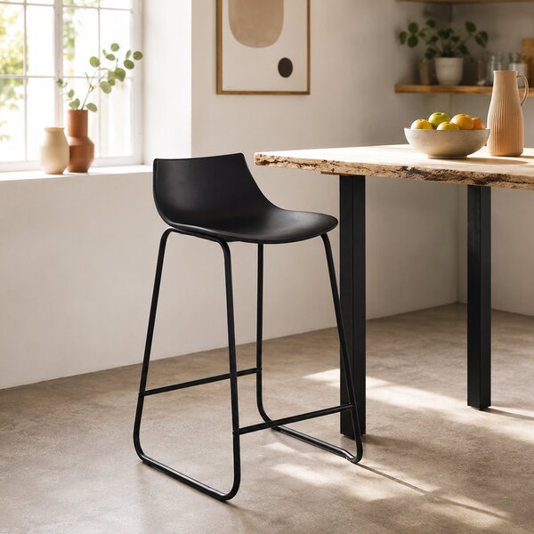 Σκαμπό Μπαρ Με Πλάτη (47x48.5x82.5) A-S Otac Black 194619C