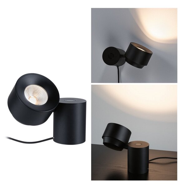 Paulmann Puric Pane I επιτραπέζιο φωτιστικό LED, ύψος 16 cm, ρυθμιζόμενος, Μαύρο, Σαλόνι / τραπεζαρία, Μέταλλο, σύγχρονο