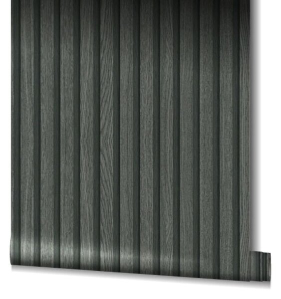 Noordwand Ταπετσαρία Botanica Wooden Slats Μαύρη και Γκρι