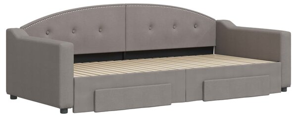 VidaXL Καναπές Κρεβάτι Συρόμενος Taupe 90x200 εκ. Ύφασμα & Συρτάρια