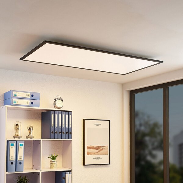 Lindby LED πάνελ Nelios, 120 x 60 cm, 4000K, μαύρο, μέταλλο, Μαύρο, Κουζίνα, Πλαστικό, σύγχρονο
