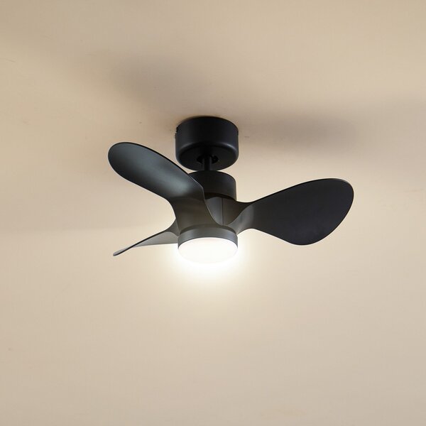 Lindby Ανεμιστήρας οροφής LED Enon, μαύρος, DC μοτέρ, αθόρυβος, ρυθμιζόμενος, Μαύρο, Σαλόνι / τραπεζαρία, Μέταλλο, σύγχρονο
