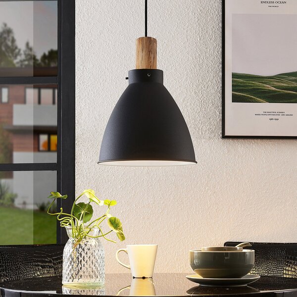 Lindby Κρεμαστό φωτιστικό Trebale, E27, Ø 28 cm, μαύρο, μέταλλο, ρυθμιζόμενος, Μαύρο, Σαλόνι / τραπεζαρία, Μέταλλο, Σκανδιναβικό
