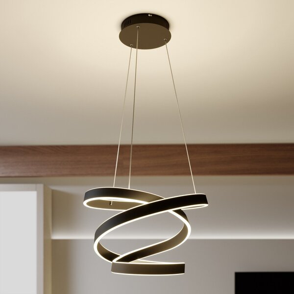 Lindby LED κρεμαστό φωτιστικό Olada, μαύρο, μέταλλο, Ø 51cm, Μαύρο, Σαλόνι / τραπεζαρία, Μέταλλο, σύγχρονο