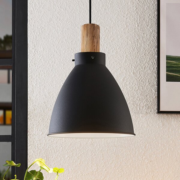 Lindby Κρεμαστό φωτιστικό Trebale, E27, Ø 28 cm, μαύρο, μέταλλο, ρυθμιζόμενος, Μαύρο, Σαλόνι / τραπεζαρία, Μέταλλο, Σκανδιναβικό