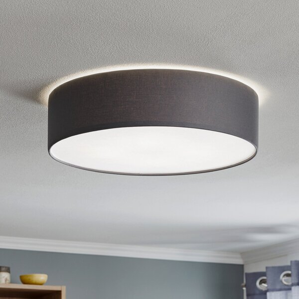TK Lighting Φωτιστικό οροφής Rondo, γκρι, Ø 50 cm, ρυθμιζόμενος, Γκρι, υπνοδωμάτιο, Ύφασμα / Κλωστοϋφαντουργία, σύγχρονο