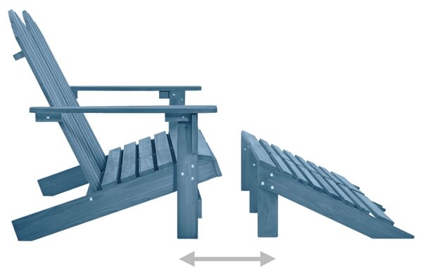 VidaXL Καρέκλα Κήπου Adirondack Διθέσια Μπλε Ξύλο Ελάτης & Υποπόδιο