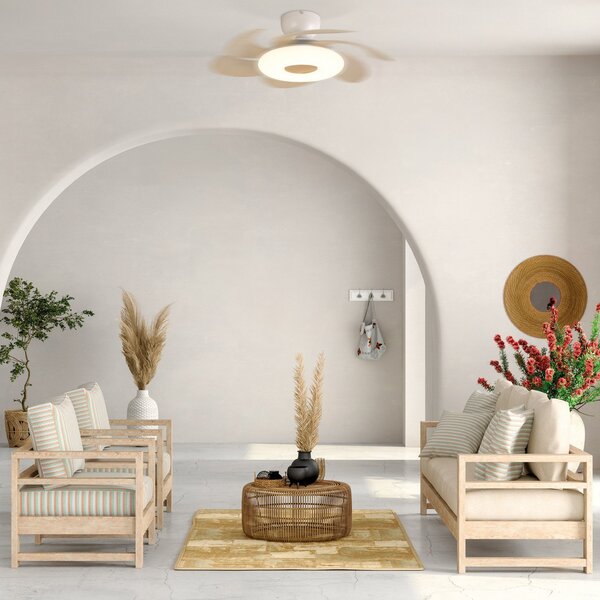 Mantra Iluminación Ανεμιστήρας οροφής LED Flower από ξύλο με κινητήρα DC, αθόρυβος, Ø 79 cm, CCT, ρυθμιζόμενος, Ξύλου, Σαλόνι / τραπεζαρία, Πλαστικό, σύγχρονο