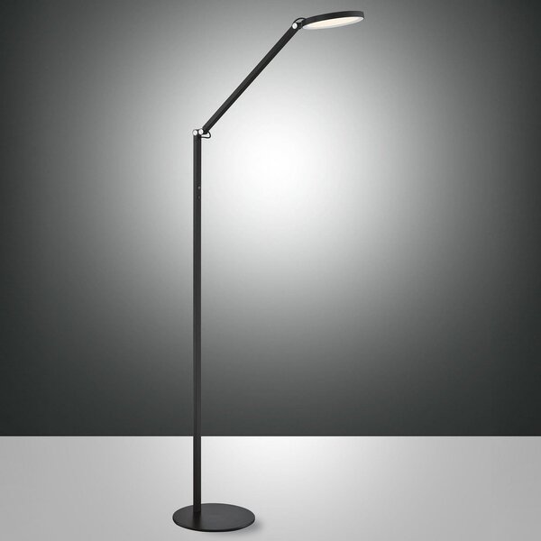 Fabas Luce Φωτιστικό δαπέδου Regina LED, 1-φωτιστικό, μαύρο, ρυθμιζόμενος, Μαύρο, Σαλόνι / τραπεζαρία, Μέταλλο, σύγχρονο