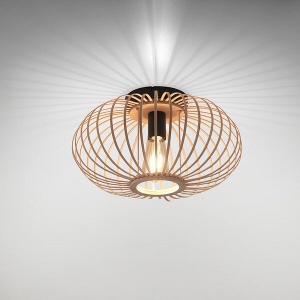 JUST LIGHT. GmbH Φωτιστικό οροφής ρακούν από ξύλο, λεπτές ράβδους, Ø 40cm, ρυθμιζόμενος, Ξύλου, Σαλόνι / τραπεζαρία, Ξύλο