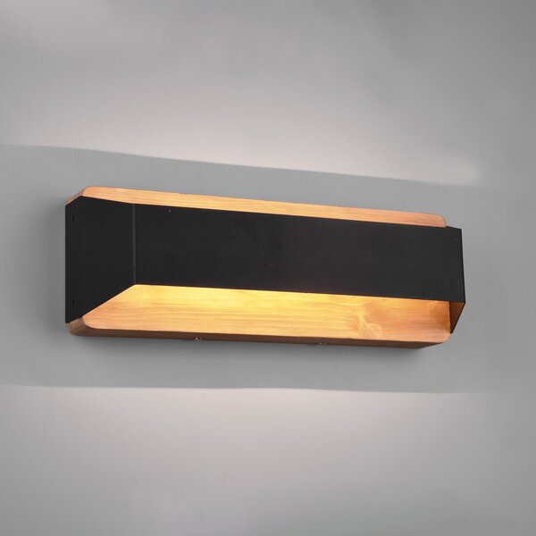 Trio Lighting Φωτιστικό τοίχου Arino LED, μαύρο, πλάτος 35,2 cm, ρυθμιζόμενος, Μαύρο, Σαλόνι / τραπεζαρία, Μέταλλο, σύγχρονο