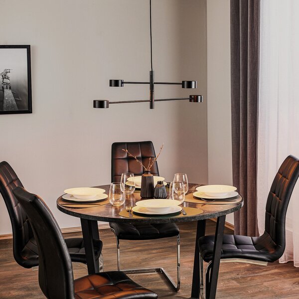 Nordlux Clyde LED κρεμαστό φωτιστικό, τεσσάρων φώτων, δύο επιπέδων, ρυθμιζόμενος, Μαύρο, Σαλόνι / τραπεζαρία, Μέταλλο, σύγχρονο