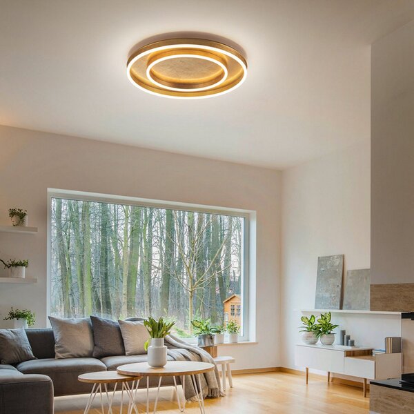 Helestra Sona LED φωτιστικό οροφής dimmable Ø60cm χρυσό, ρυθμιζόμενος, Χρυσό / Ορείχαλκου, Διάδρομος, Μέταλλο, σύγχρονο