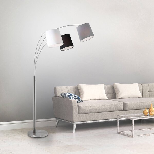 JUST LIGHT. GmbH Φωτιστικό δαπέδου Melvin, τρίφωτο, μαύρο/γκρι/λευκό, Μεταλλικό, Σαλόνι / τραπεζαρία, Μέταλλο, σύγχρονο, Μόνιμη αψίδα