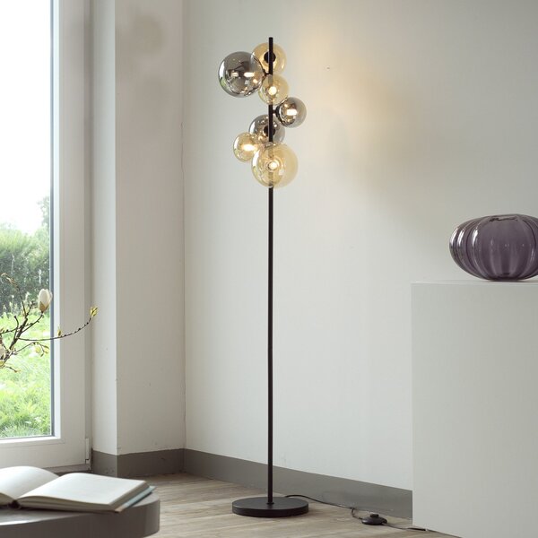 Paul Neuhaus φωτιστικό δαπέδου Popsicle, γυαλί, ύψος 155 cm, G9, Μαύρο, Σαλόνι / τραπεζαρία, Μέταλλο, σύγχρονο