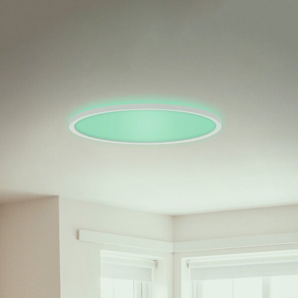 Briloner LED πάνελ Slim στρογγυλό RGBW effect Ø42cm λευκό, ρυθμιζόμενος, Λευκό, Σαλόνι / τραπεζαρία, Πλαστικό, σύγχρονο