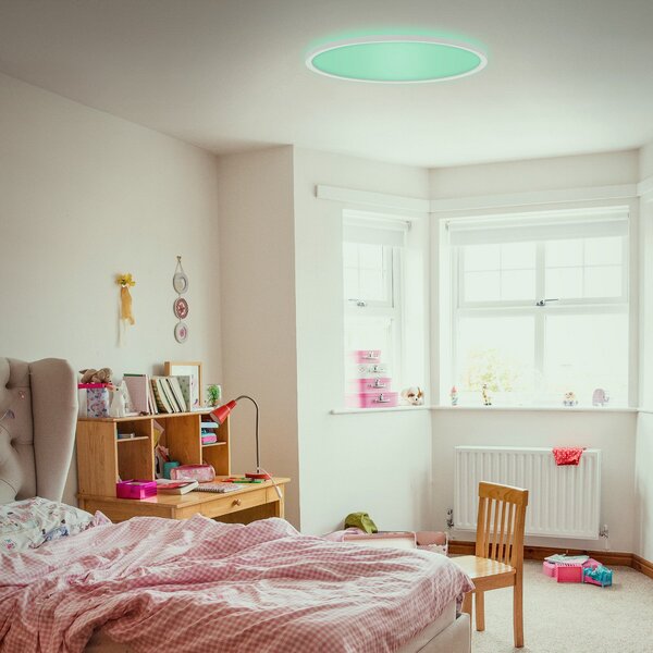 Briloner LED πάνελ Slim στρογγυλό RGBW effect Ø42cm λευκό, ρυθμιζόμενος, Λευκό, Σαλόνι / τραπεζαρία, Πλαστικό, σύγχρονο