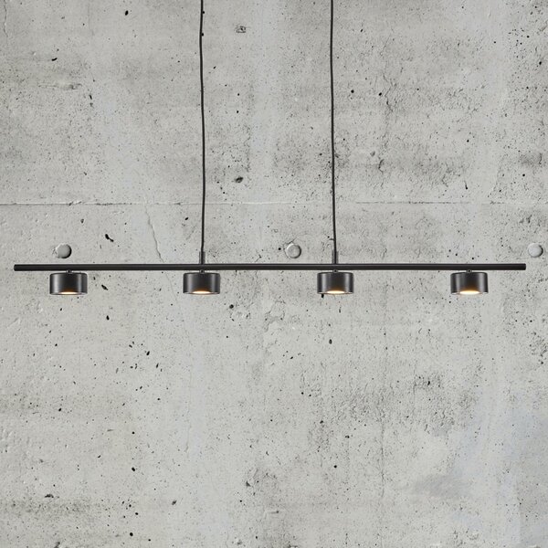 Nordlux Clyde LED κρεμαστό φωτιστικό, τετράφωτο, ίσιο, ρυθμιζόμενος, Μαύρο, Σαλόνι / τραπεζαρία, Μέταλλο, σύγχρονο