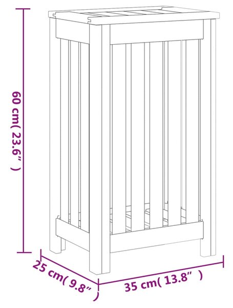 VidaXL Καλάθι Άπλυτων 35 x 25 x 60 εκ. από Μασίφ Ξύλο Teak