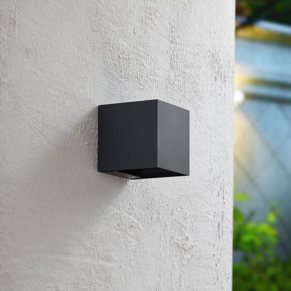 PRIOS Prios LED ηλιακό φωτιστικό τοίχου Lius, ύψος 15 cm, αισθητήρας κίνησης, Μαύρο, Μέταλλο, σύγχρονο