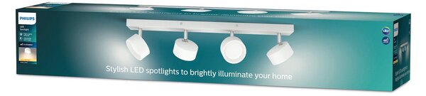 Philips Bracia LED σποτ οροφής τεσσάρων φλογών, λευκό, Λευκό, Σαλόνι / τραπεζαρία, Μέταλλο, σύγχρονο