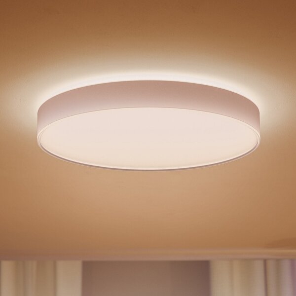 Philips Hue Φωτιστικό οροφής Enrave LED 55.1cm λευκό, ρυθμιζόμενος, Λευκό, Σαλόνι / τραπεζαρία, Μέταλλο, σύγχρονο
