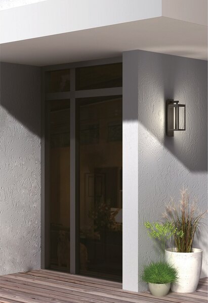 Lucande LED φωτιστικό τοίχου Ferdinand, σετ 2 τεμαχίων, γκρι, 38 cm, Γκρι, Γυαλί, σύγχρονο, Φανάρι