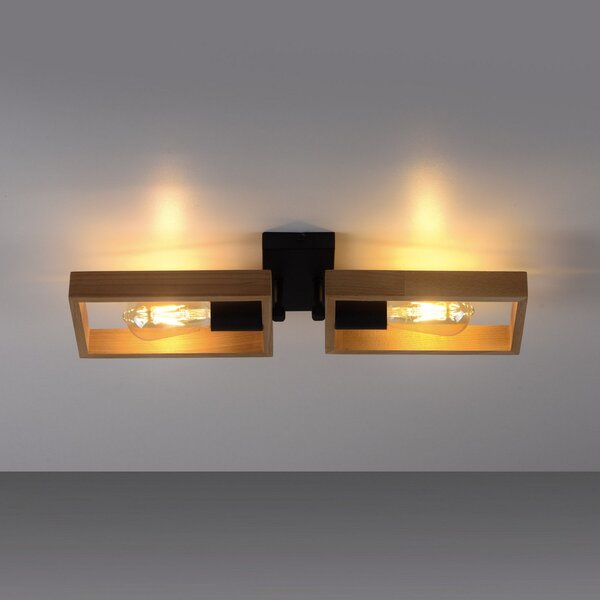 JUST LIGHT. GmbH Πλαίσιο φωτιστικό οροφής από ξύλο, δύο φώτα, ρυθμιζόμενος, Ξύλου, Σαλόνι / τραπεζαρία, Ξύλο