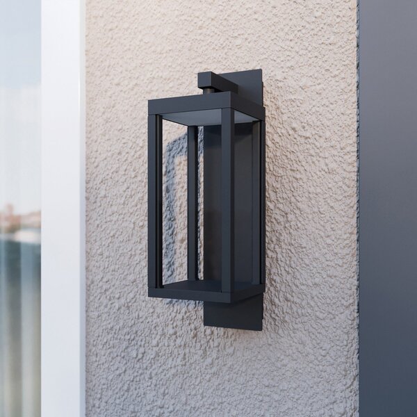 Lucande LED φωτιστικό τοίχου Ferdinand, σετ 2 τεμαχίων, γκρι, 38 cm, Γκρι, Γυαλί, σύγχρονο, Φανάρι