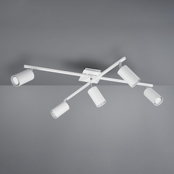 Trio Lighting Marley προβολέας οροφής ματ λευκό 5-φωτός, ρυθμιζόμενος, Λευκό, Σαλόνι / τραπεζαρία, Μέταλλο, σύγχρονο