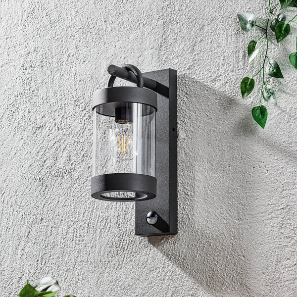 Trio Lighting Λαμπτήρας τοίχου Sambesi εξωτερικού χώρου, αισθητήρας κίνησης, ανθρακί, Μαύρο, Αλουμίνιο, σύγχρονο, Φανάρι