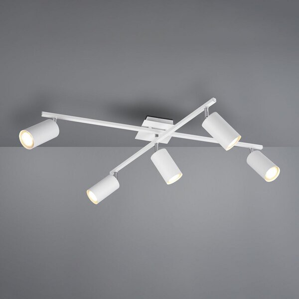 Trio Lighting Marley προβολέας οροφής ματ λευκό 5-φωτός, ρυθμιζόμενος, Λευκό, Σαλόνι / τραπεζαρία, Μέταλλο, σύγχρονο