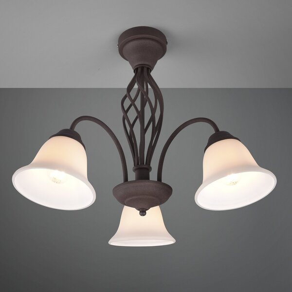 Trio Lighting Φωτιστικό οροφής Rustica, χρώματος σκουριάς, τριών λαμπτήρων, ρυθμιζόμενος, Καφέ / Σκουριάς, Σαλόνι / τραπεζαρία, Μέταλλο, Αντίκα