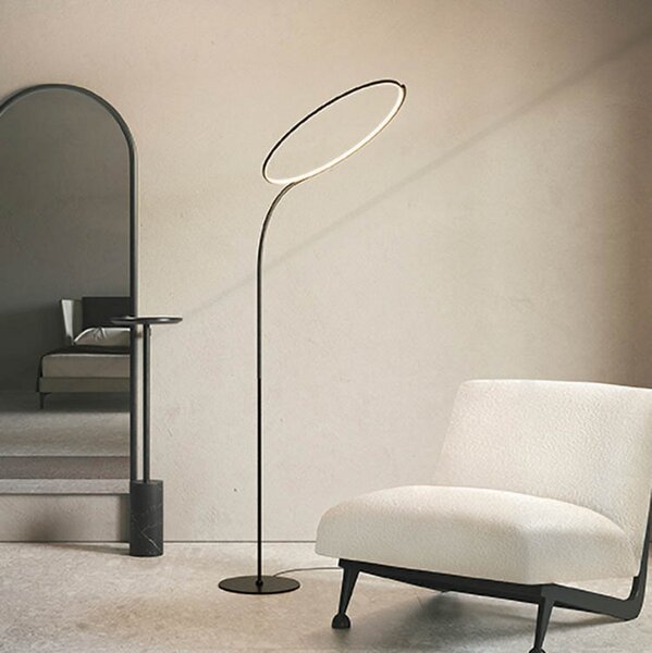 Kdln LED-Stehleuchte Poise, μαύρο, ύψος 196 cm, ρυθμιστής έντασης φωτισμού, ρυθμιζόμενος, Μαύρο, Σαλόνι / τραπεζαρία, Μέταλλο, σχεδιασμός