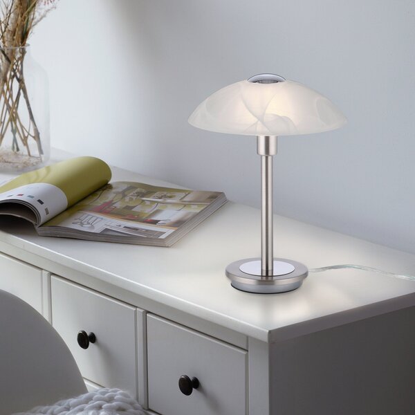 Paul Neuhaus Επιτραπέζιο φωτιστικό Enova, ατσάλινο χρώμα, ρυθμιζόμενος, Μεταλλικό, Σαλόνι / τραπεζαρία, Μέταλλο