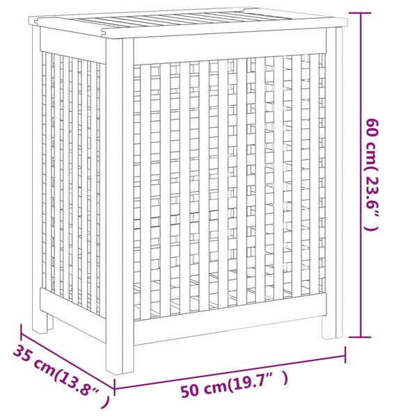 VidaXL Καλάθι Άπλυτων 50x35x60 εκ. από Μασίφ Ξύλο Teak