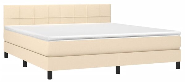 VidaXL Κρεβάτι Boxspring με Στρώμα & LED Κρεμ 180x200 εκ. Υφασμάτινο