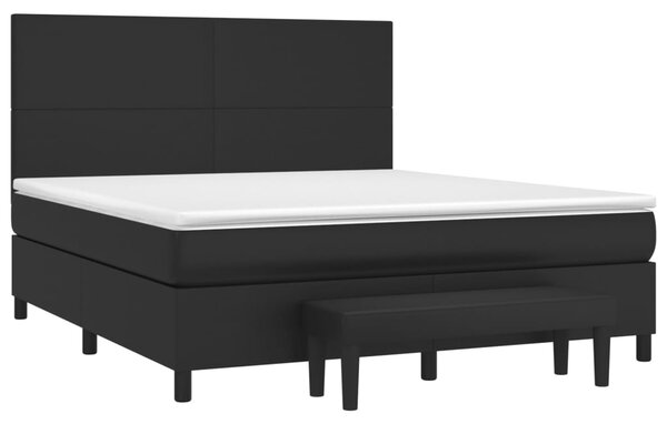 VidaXL Κρεβάτι Boxspring με Στρώμα Μαύρο 160x200εκ.από Συνθετικό Δέρμα