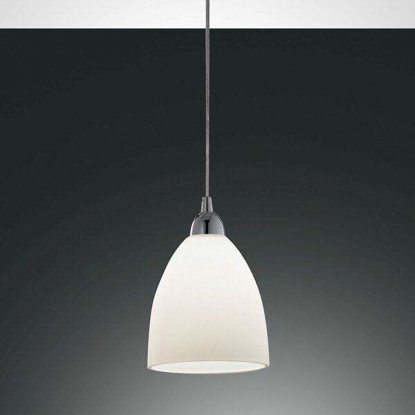 Fabas Luce Γυάλινο κρεμαστό φωτιστικό PROVENZA 20 cm λευκό, ρυθμιζόμενος, Λευκό, Σαλόνι / τραπεζαρία, Γυαλί, σύγχρονο