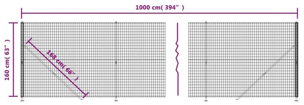 VidaXL Συρματόπλεγμα Περίφραξης Πράσινο 1,6x10 μ. με Βάσεις Φλάντζα