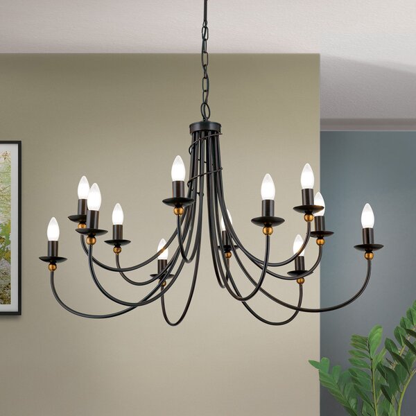 ORION Πολυέλαιος Garda country style 12-light, ρυθμιζόμενος, Καφέ / Σκουριάς, Σαλόνι / τραπεζαρία, Μέταλλο, Εξοχική κατοικία / Ρουστίκ