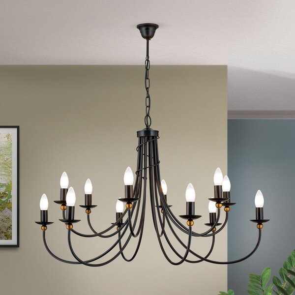 ORION Πολυέλαιος Garda country style 12-light, ρυθμιζόμενος, Καφέ / Σκουριάς, Σαλόνι / τραπεζαρία, Μέταλλο, Εξοχική κατοικία / Ρουστίκ