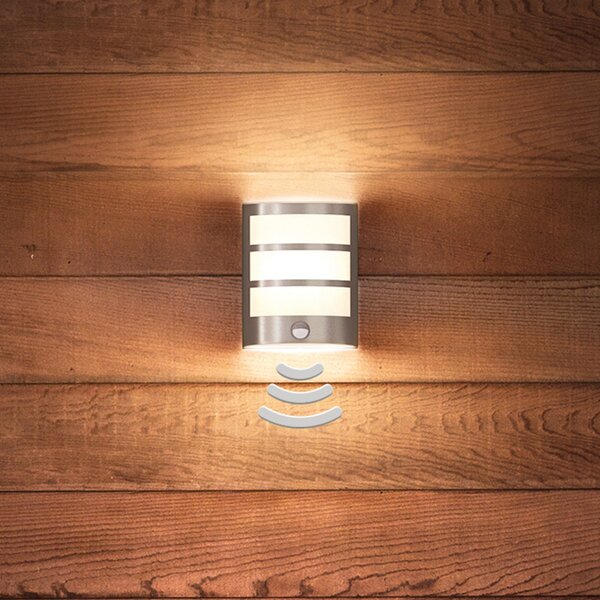 Philips Python LED λαμπτήρας εξωτερικού τοίχου με αισθητήρα από ανοξείδωτο, Μεταλλικό, Μέταλλο, σύγχρονο