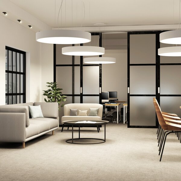 Arcchio LED κρεμαστό φωτιστικό Noabelle, Ø 80 cm, λευκό, μέταλλο, ρυθμιζόμενος, Λευκό, Κουζίνα, Μέταλλο, σύγχρονο
