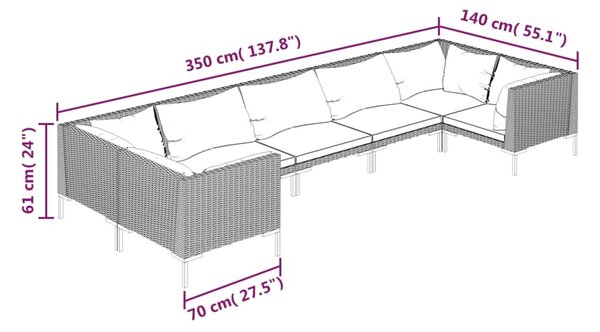VidaXL Σετ Σαλονιού Κήπου 7 τεμ. Σκ. Γκρι από Συνθ. Ρατάν με Μαξιλάρια