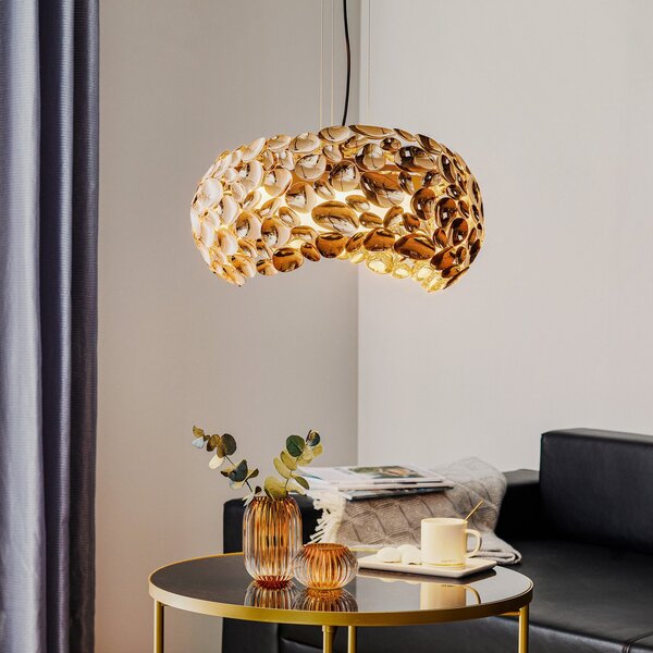 Schuller Valencia Narisa LED κρεμαστό φωτιστικό Ø 46 cm ροζ χρυσό/καφέ, Σαλόνι / τραπεζαρία, Μέταλλο, σχεδιασμός