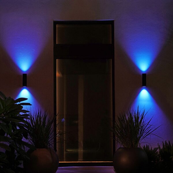 Philips Hue WACA Appear λαμπτήρας τοίχου LED εξωτερικού χώρου μαύρο, ρυθμιζόμενος, Μαύρο, Μέταλλο, σύγχρονο