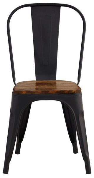 RELIX Wood Καρέκλα Μέταλλο Βαφή Μαύρο Extra Matte, Κάθισμα Dark Oak, Στοιβαζόμενη - 45x53x85cm