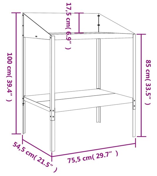 VidaXL Βάση Φυτών Ανθρακί 75,5 x 54,5 x 100 εκ. από Γαλβαν. Ατσάλι