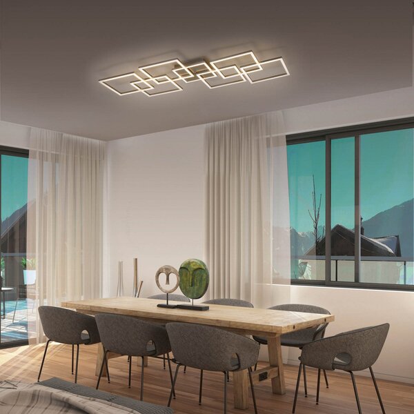 Q-Smart-Home Paul Neuhaus Q-INIGO LED φωτιστικό οροφής 107 cm, ρυθμιζόμενος, Γκρι, Σαλόνι / τραπεζαρία, Μέταλλο, σύγχρονο